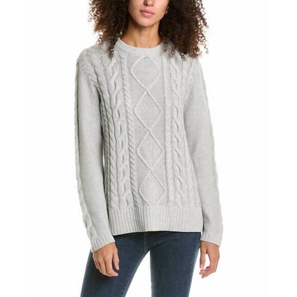NEW ALASHAN CASHMERE lucky league cable cashmere-blend sweater in grey